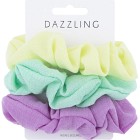 Dazzling Scrunchie 3-pack, Purple Yellow Green