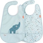 Done by Deer Bib with velcro 2-pack Elphee Blue