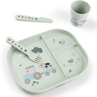 Done by Deer Foodie Dinner Set with suction, Tiny farm Green