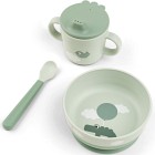 Done by Deer Foodie First Meal Set with suction Happy Clouds, Green