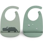 Done by Deer Silicone Bib 2-pack Croco, Green