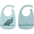 Done by Deer Silicone Bib 2-pack Elphee, Blue