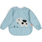 Done by Deer Sleeved Pocket Bib Tiny Farm, Blue