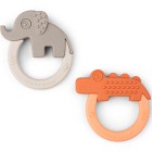 Done by Deer Teether 2-pack Deer Friends, Papaya/Sand