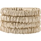 Lenoites Mulberry Silk Skinny Scrunchies, Beige