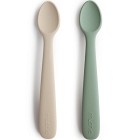 Mushie Silikonskedar 2-pack (Cambridge Blue / Shifting Sand)