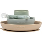 Nattou Soft Silicone Matset 4 delar Grön/Beige