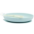 Nattou Soft Silicone Tallrik & Sked Ljusblå/Grön