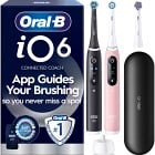 Oral-B iO6 Eltandborste, Duo-pack, Svart och Rosa, 3 tandborsthuvuden, resefodral