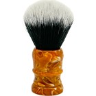 Parker Shaving Marbled Yellow (swirled w/brown & white) Resin Handle Tuxedo Knot Synthetic Bristle Brush"Solar Storm" - Extra large 28mm knot