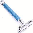 Parker Shaving 29L Blue Ladies Textured Long Handle Butterfly Open Safety Razor