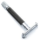 Parker Shaving 74R-GR Graphite Satin Chrome Textured Heavy Weight Butterfly Open Safety Razor