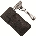 Parker Shaving Travel Mach 3 Compatible Razor with Leather Case