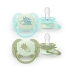 Philips Avent Ultra Soft nattnapp, 0-6 månader, lyser i mörkret, 2 st Grön/Blå