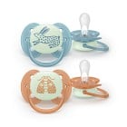 Philips Avent Ultra Soft nattnapp, +18 månader, lyser i mörkret, 2 st Blå/Orange