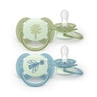 Philips Avent Ultra Soft nattnapp, +18 månader, lyser i mörkret, 2 st Grön/Blå