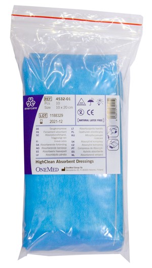 Evercare Absorberande Förband Höggradigt ren 10x20 cm, 10 st