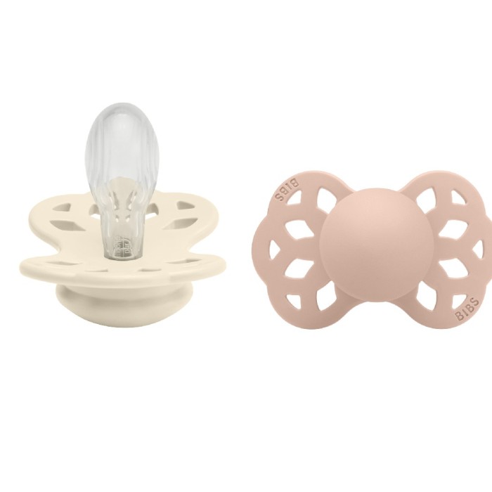 BIBS Infinity 2-pack Silicone Size 2 Symmetrical Ivory/Blush - Nappar & Bitringar - Apotea
