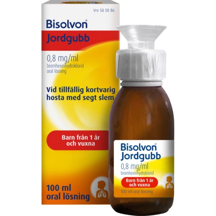 Bisolvon Jordgubb oral lösning 0,8 mg/ml 100 ml - forkylning > hosta > slemlosande > Slemlösande - Apotea
