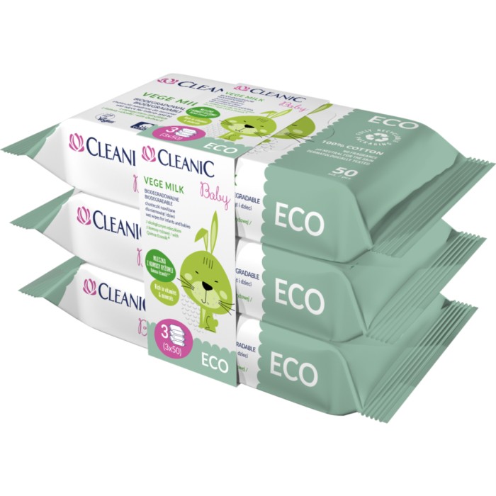 Cleanic Baby ECO Våtservetter Vege Milk 3 x 50 st