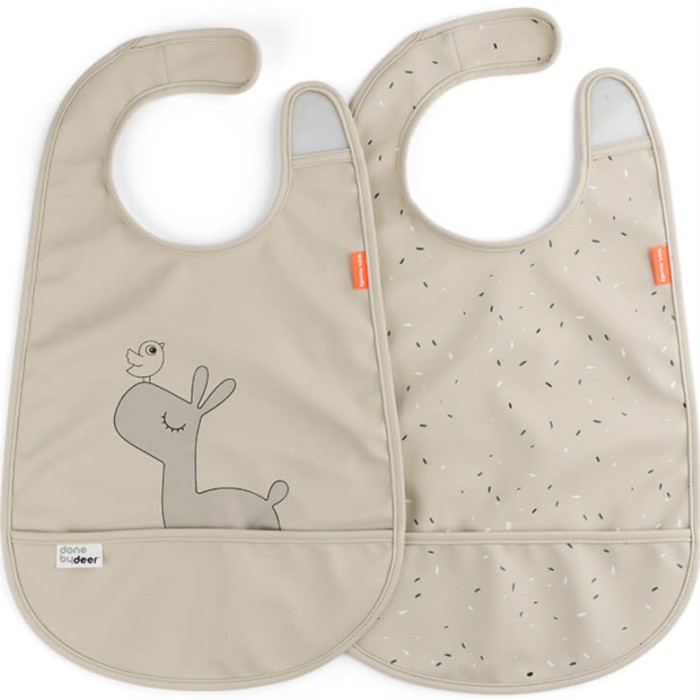 Done By Deer Bib with velcro 2-pack Lalee Sand - Haklappar - Apotea