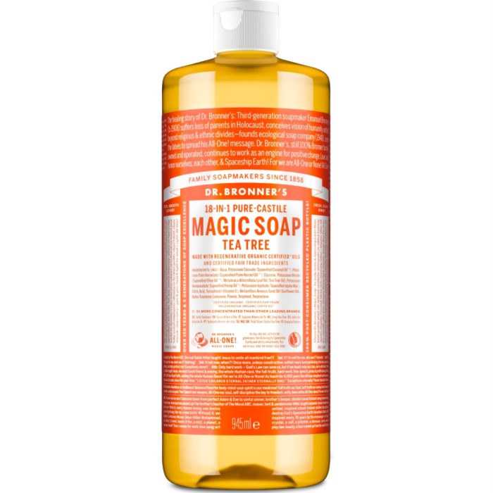 Dr Bronner Pure Castile Liquid Soap Tea Tree 945 ml - Dusch & Duschtvål - Apotea
