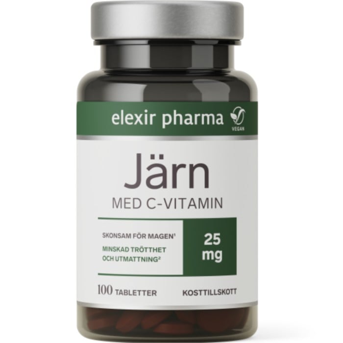 Elexir Pharma Järn med C-vitamin 100 tabletter - Vitaminer-Mineraler - Järn - Apotea