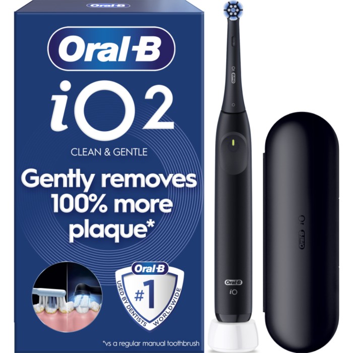 Oral-B iO 2 Eltandborste Night Black, med resefodral - Eltandborstar - Apotea