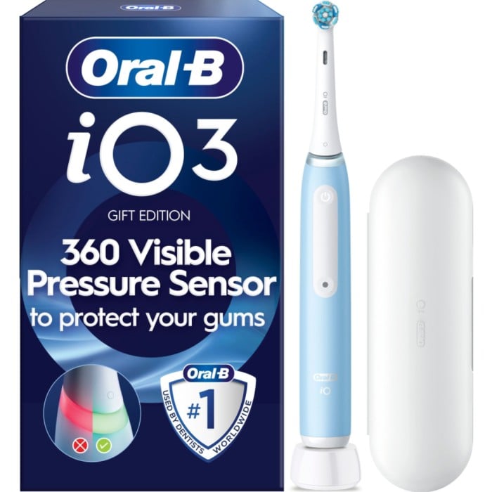 Oral-B iO3 eltandborste Blå, 1 tandborsthuvud, resefodral - Eltandborstar - Apotea