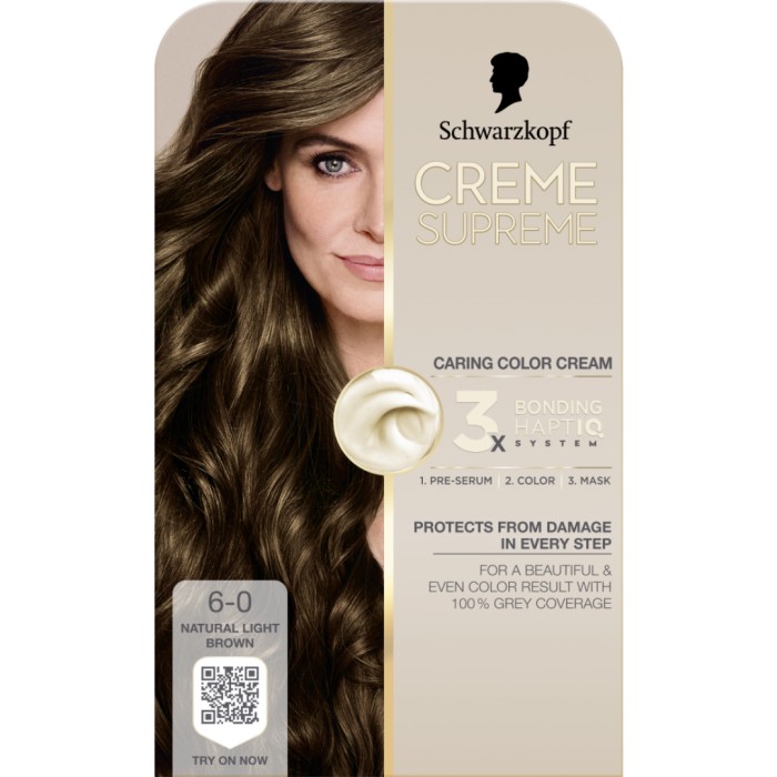 Schwarzkopf Creme Supreme 6-0 Natural Light Brown - Hårfärg - Apotea