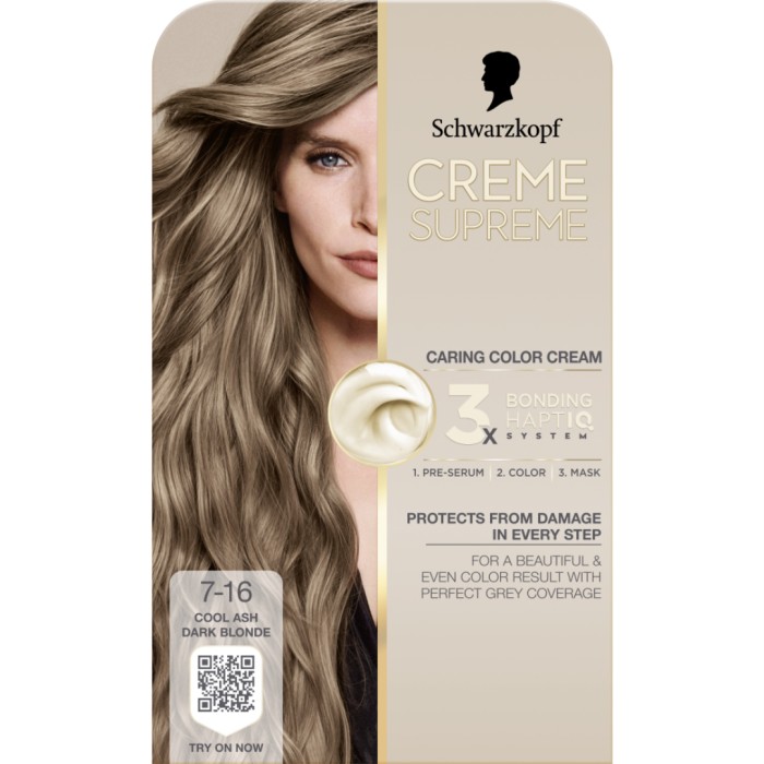 Schwarzkopf Creme Supreme 7-16 Cool Ash Dark Blonde - Hårfärg - Apotea
