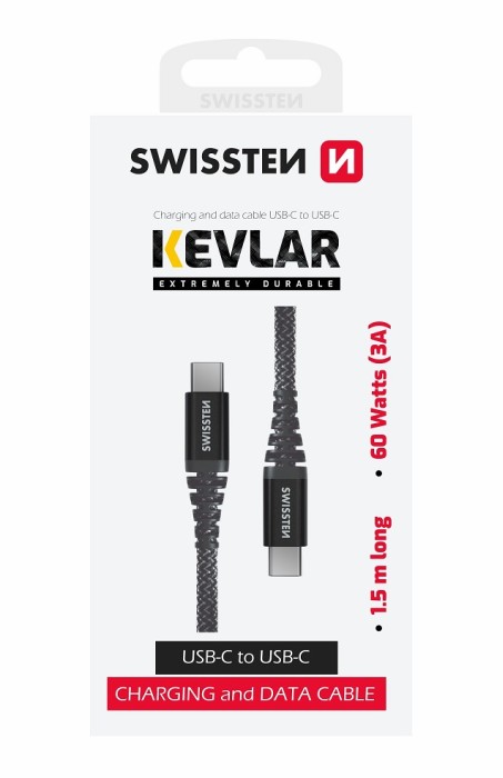 Swissten mobilkabel i Kevlar USB-C / USB-C 1.5 m